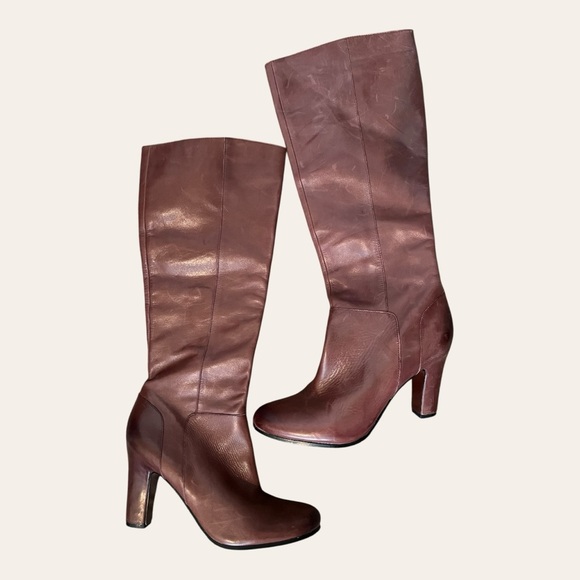 Burgundy leather knee high heeled boots Sam Edelman Seraphina size 11 - Picture 7 of 10